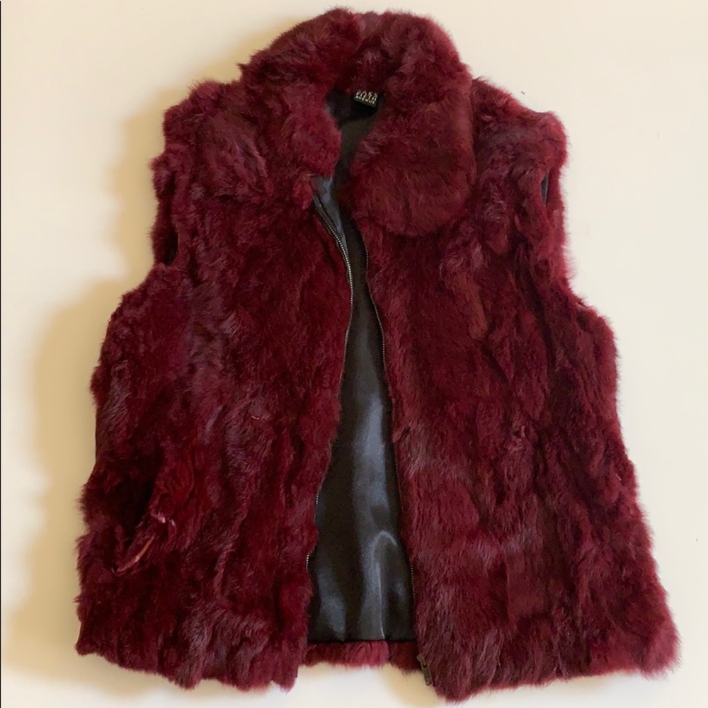 Saks Dyed genuine rabbit fur vest